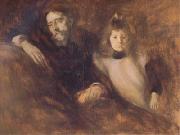 Eugene Carriere Alphonse Daudet and His Daughter (mk06) oil painting reproduction